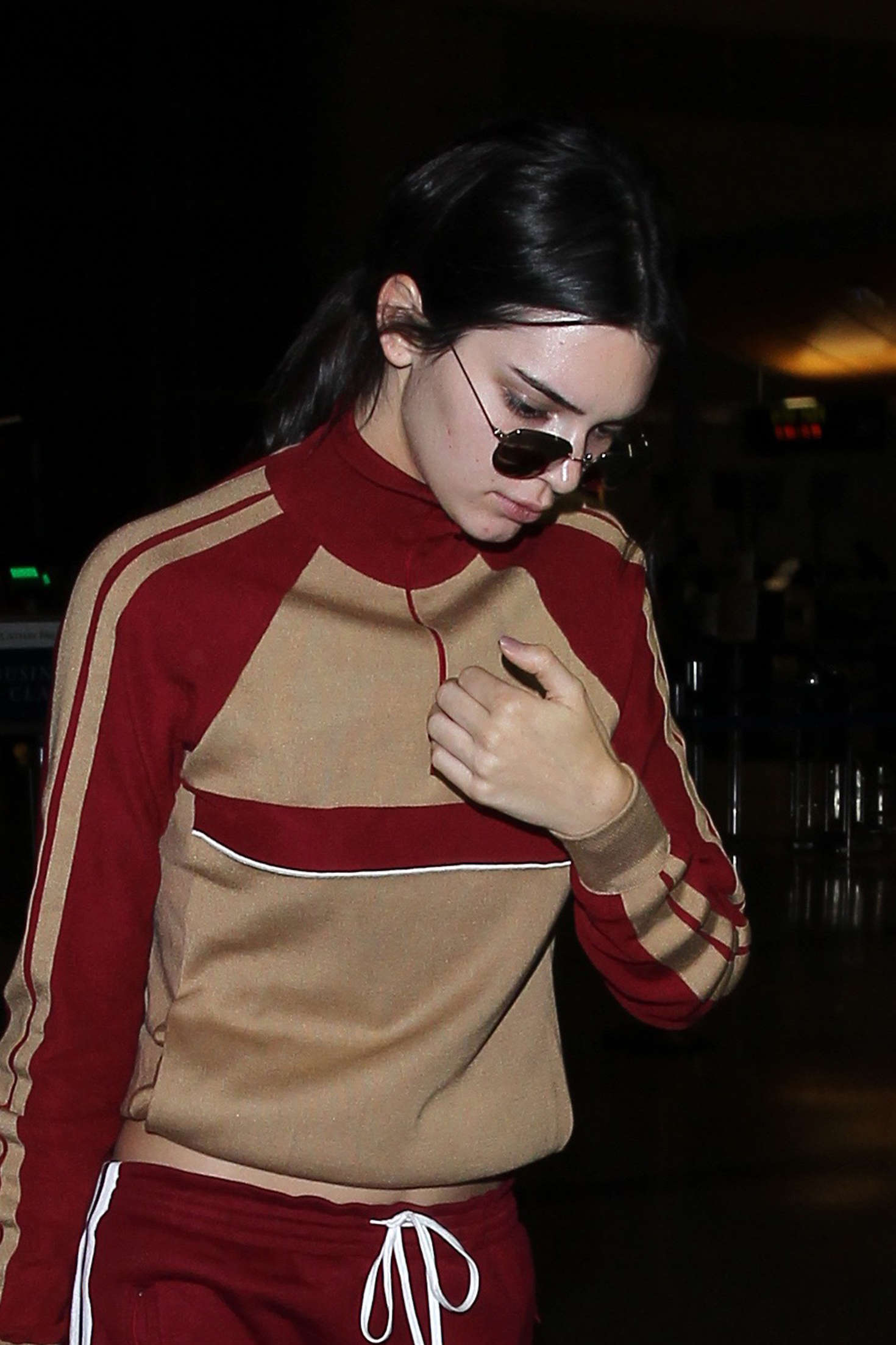 Kendall Jenner in Red Sweats at LAX 07