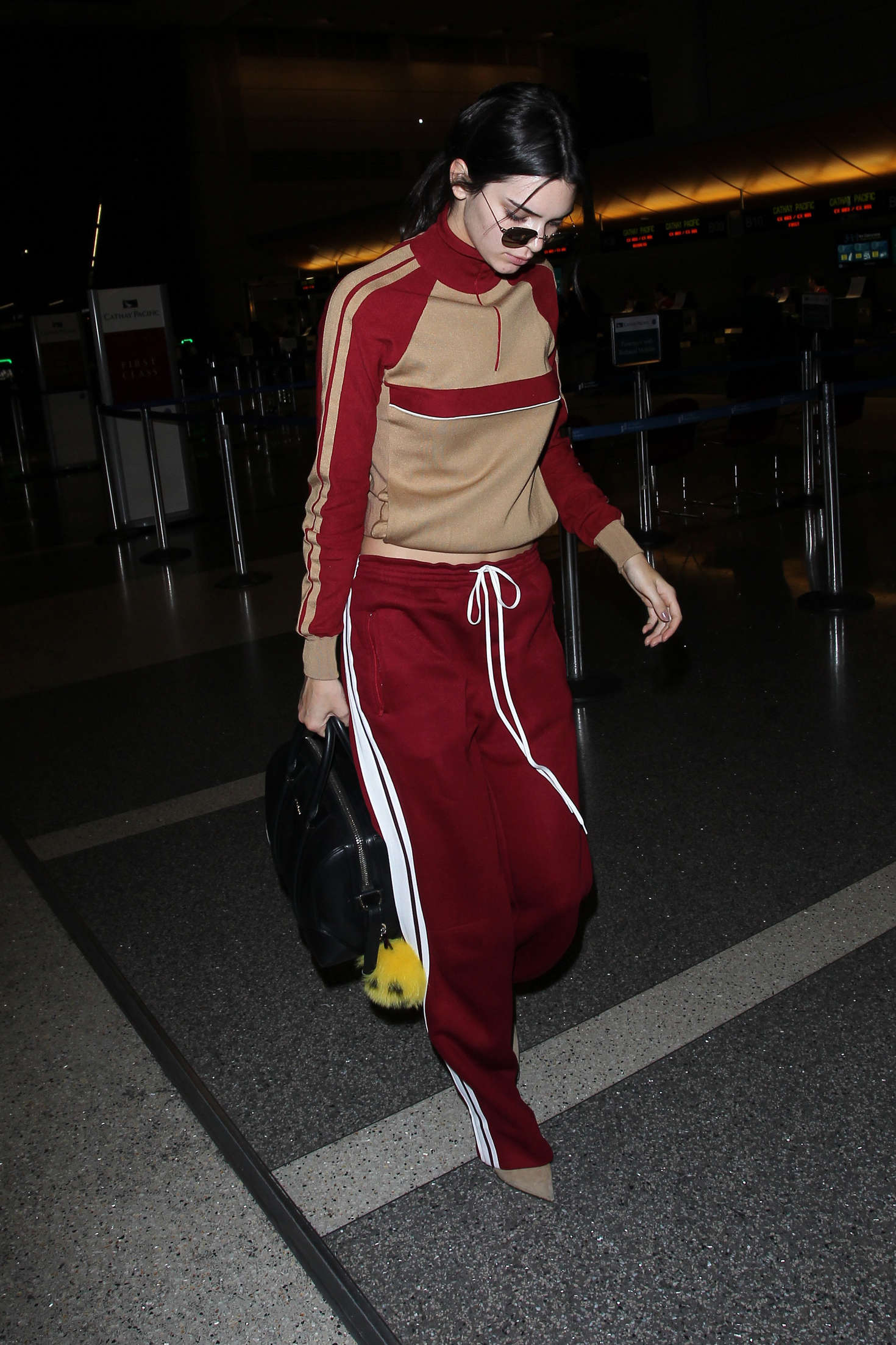 Kendall Jenner in Red Sweats at LAX 05